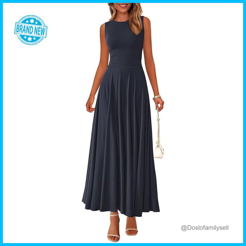 Sleeveless Maxi Dress Flowy A-Line Stretch Tank Casual Elegant Summer Boho